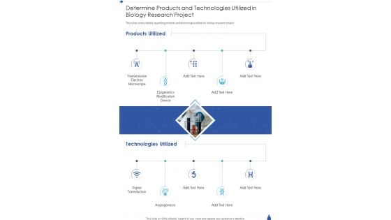 Determine Products And Technologies Utilized In Biology Research Project One Pager Sample Example Document