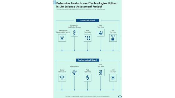 Determine Products And Technologies Utilized In Life Science Assessment Project One Pager Sample Example Document Determine Products And Technologies Utilized In Life Science Assessment Project One Pager Sample Example Document