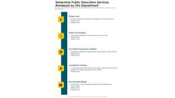 Determine Public Education Services Rendered By Fire Department One Pager Documents Determine Public Education Services Rendered By Fire Department One Pager Documents