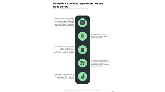 Determine Purchase Agreement Among Both Parties Business Purchase One Pager Sample Example Document Determine Purchase Agreement Among Both Parties Business Purchase One Pager Sample Example Document