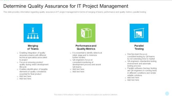 Determine Quality Assurance For IT Project Management Topics PDF