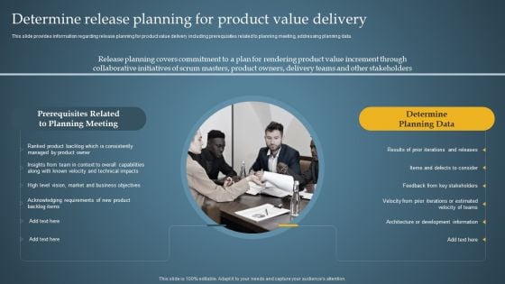 Determine Release Planning For Product Value Delivery Product Administration Through Icons PDF