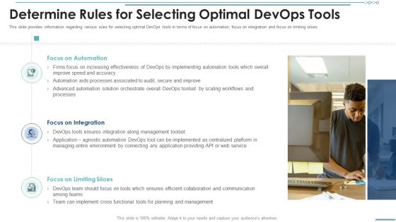 Determine Rules For Selecting Optimal Devops Tools Clipart PDF