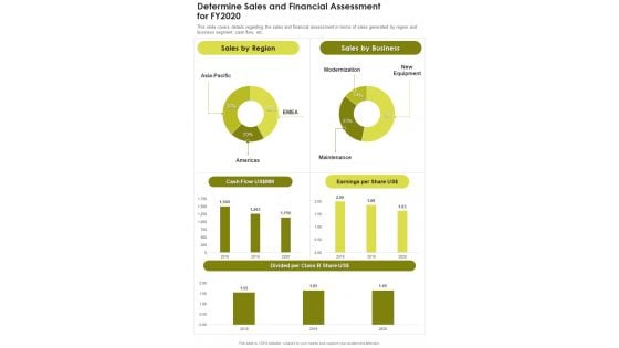 Determine Sales And Financial Assessment For FY2020 One Pager Documents