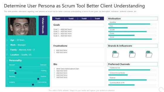 Determine User Persona As Scrum Tool Better Client Understanding Diagrams PDF