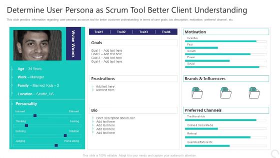 Determine User Persona As Scrum Tool Better Client Understanding Diagrams PDF