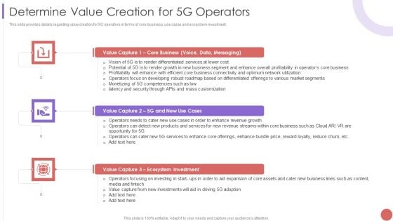 Determine Value Creation For 5G Operators Slides PDF