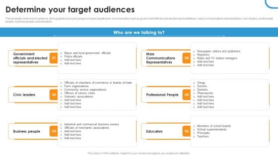 Determine Your Target Audiences Ppt Gallery Infographics PDF Determine Your Target Audiences Ppt Gallery Infographics PDF