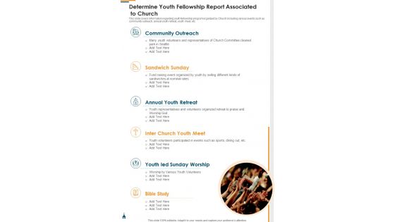 Determine Youth Fellowship Report Associated To Church One Pager Documents