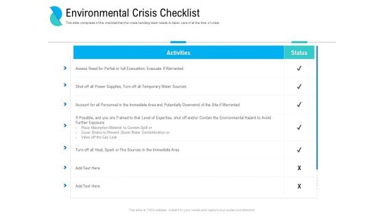 Determining Crisis Management BCP Environmental Crisis Checklist Ppt PowerPoint Presentation Example PDF Determining Crisis Management BCP Environmental Crisis Checklist Ppt PowerPoint Presentation Example PDF