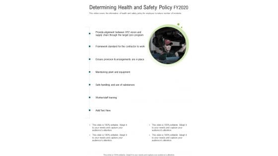 Determining Health And Safety Policy FY2020 One Pager Documents