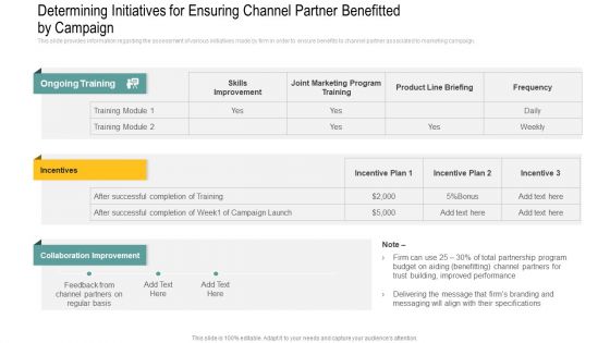 Determining Initiatives For Ensuring Channel Partner Benefitted By Campaign Template PDF