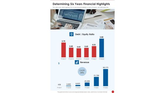 Determining Six Years Financial Highlights One Pager Documents