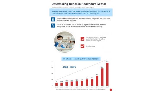 Determining Trends In Healthcare Sector One Pager Documents