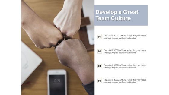 Develop A Great Team Culture Ppt PowerPoint Presentation Summary Brochure