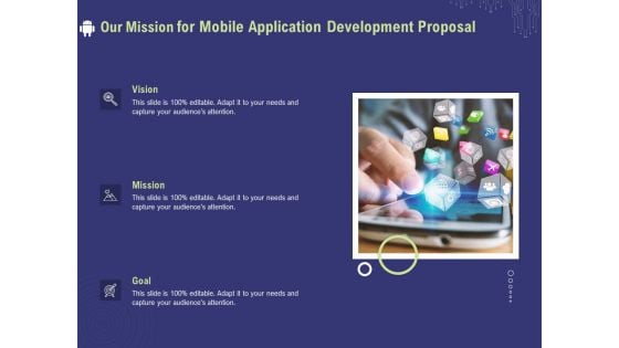 Develop Cellphone Apps Our Mission For Mobile Application Development Proposal Introduction PDF