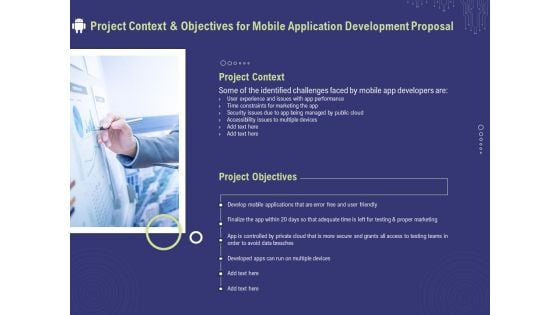 Develop Cellphone Apps Project Context And Objectives For Mobile Application Development Proposal Clipart PDF