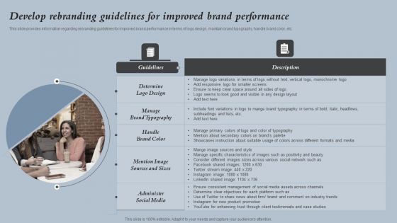 Develop Rebranding Guidelines For Improved Brand Performance Strategies For Rebranding Without Losing Sample PDF Develop Rebranding Guidelines For Improved Brand Performance Strategies For Rebranding Without Losing Sample PDF