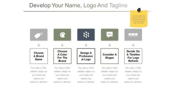 Develop Your Name Logo And Tagline Ppt PowerPoint Presentation Portfolio Ideas