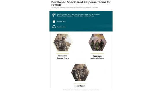 Developed Specialized Response Teams For FY2020 One Pager Documents Developed Specialized Response Teams For FY2020 One Pager Documents