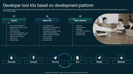 Developer Tool Kits Based On Development Platform Business Application Development Playbook Themes PDF