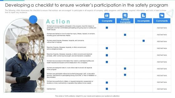 Developing A Checklist To Ensure Workers Participation In The Safety Program Microsoft PDF