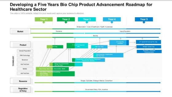 Developing A Five Years Bio Chip Product Advancement Roadmap For Healthcare Sector Icons