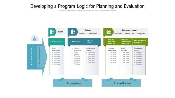 Developing A Program Logic For Planning And Evaluation Ppt PowerPoint Presentation File Slide Portrait PDF