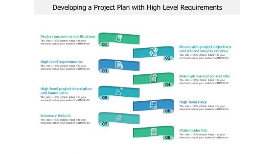 Developing A Project Plan With High Level Requirements Ppt PowerPoint Presentation Gallery Smartart PDF