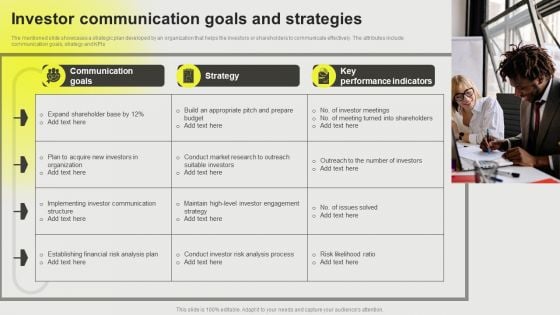 Developing A Successful Business Communication Plan Investor Communication Goals And Strategies Microsoft PDF