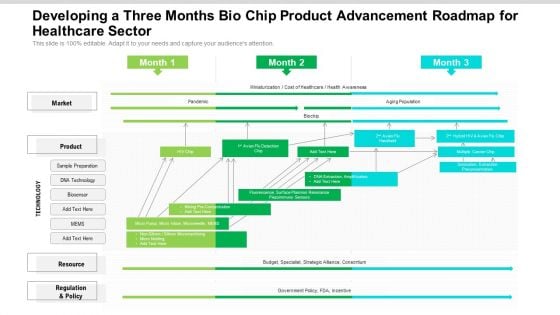Developing A Three Months Bio Chip Product Advancement Roadmap For Healthcare Sector Slides
