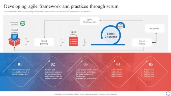 Developing Agile Framework And Practices Through Scrum Template PDF