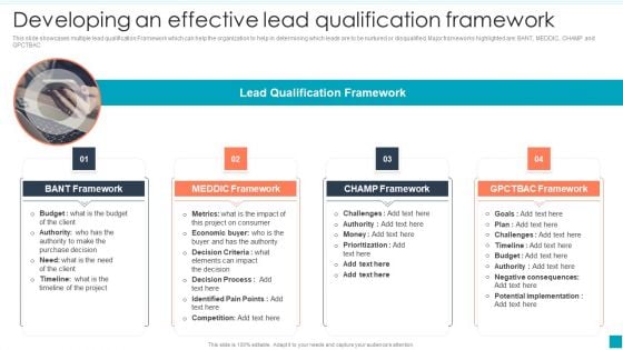 Developing An Effective Lead Qualification Framework Efficient B2B And B2C Marketing Techniques For Organization Rules PDF