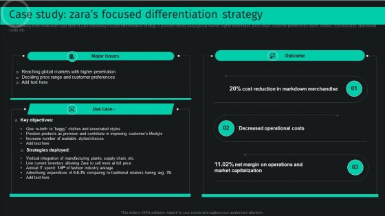 Developing And Achieving Sustainable Competitive Advantage Case Study Zaras Focused Differentiation Strategy Formats PDF