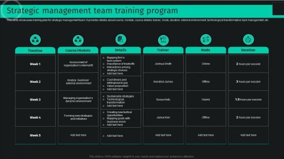 Developing And Achieving Sustainable Competitive Advantage Strategic Management Team Training Program Guidelines PDF