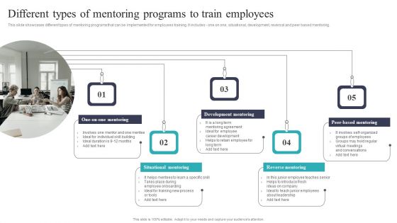 Developing And Executing On Job Coaching Program In Company Different Types Of Mentoring Guidelines PDF