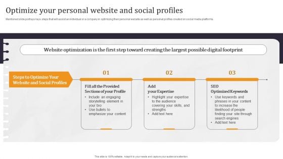 Developing Appealing Persona Optimize Your Personal Website And Social Profiles Portrait PDF