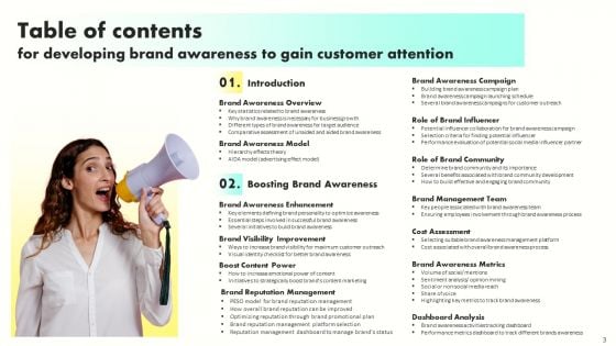 Developing Brand Awareness To Gain Customer Attention Ppt PowerPoint Presentation Complete Deck With Slides
