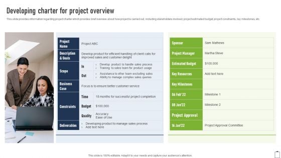 Developing Charter For Project Overview Project Managers Playbook Guidelines PDF