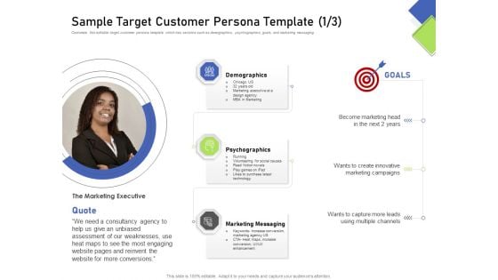 Developing Content Mapping Strategy Sample Target Customer Persona Template Ppt Summary Graphics Template PDF