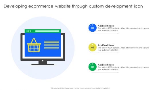 Developing Ecommerce Website Through Custom Development Icon Information PDF