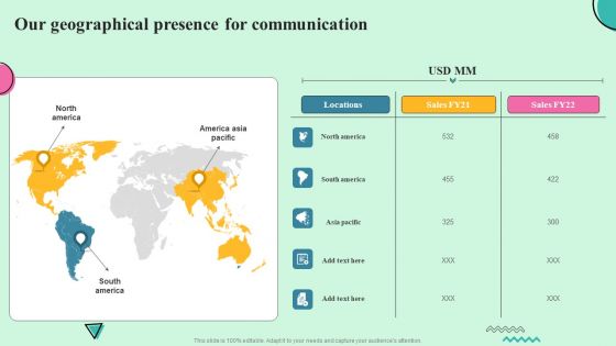 Developing Effective Stakeholder Communication Our Geographical Presence For Communication Brochure PDF