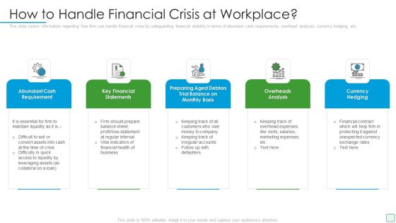 Developing Firm Security Strategy Plan How To Handle Financial Crisis At Workplace Themes PDF