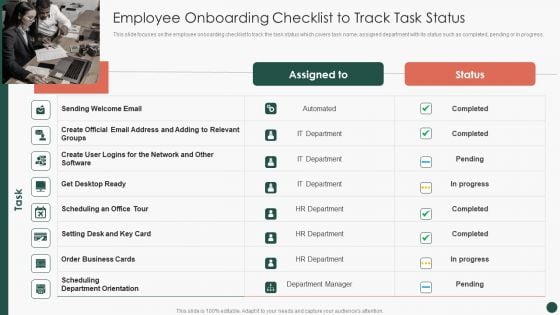 Developing HR Process Flow Employee Onboarding Checklist To Track Task Status Brochure PDF Developing HR Process Flow Employee Onboarding Checklist To Track Task Status Brochure PDF