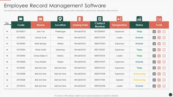 Developing HR Process Flow Employee Record Management Software Brochure PDF