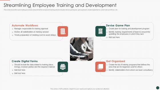 Developing HR Process Flow Streamlining Employee Training And Development Background PDF
