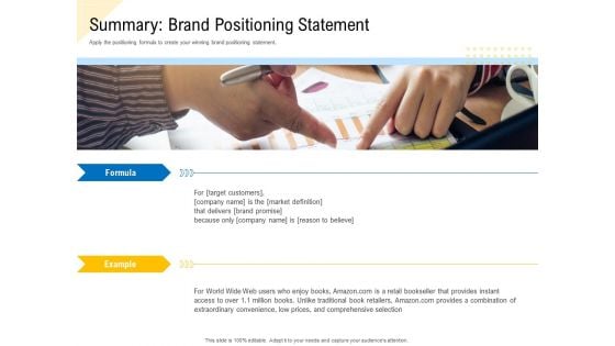 Developing Market Positioning Strategy Summary Brand Positioning Statement Slides PDF