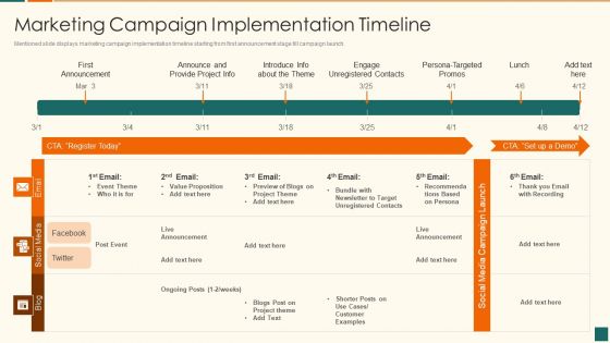 Developing Marketing Campaign For Real Estate Project Marketing Campaign Implementation Timeline Clipart PDF