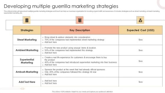 Developing Multiple Guerrilla Marketing Strategies Infographics PDF