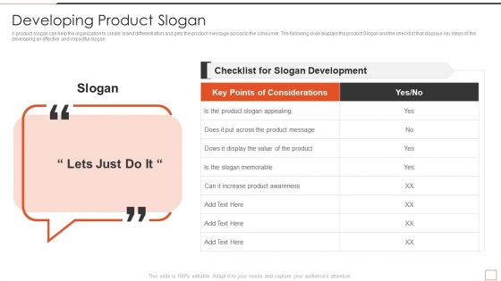 Developing New Product Messaging Canvas Determining Its USP Developing Product Slogan Background PDF